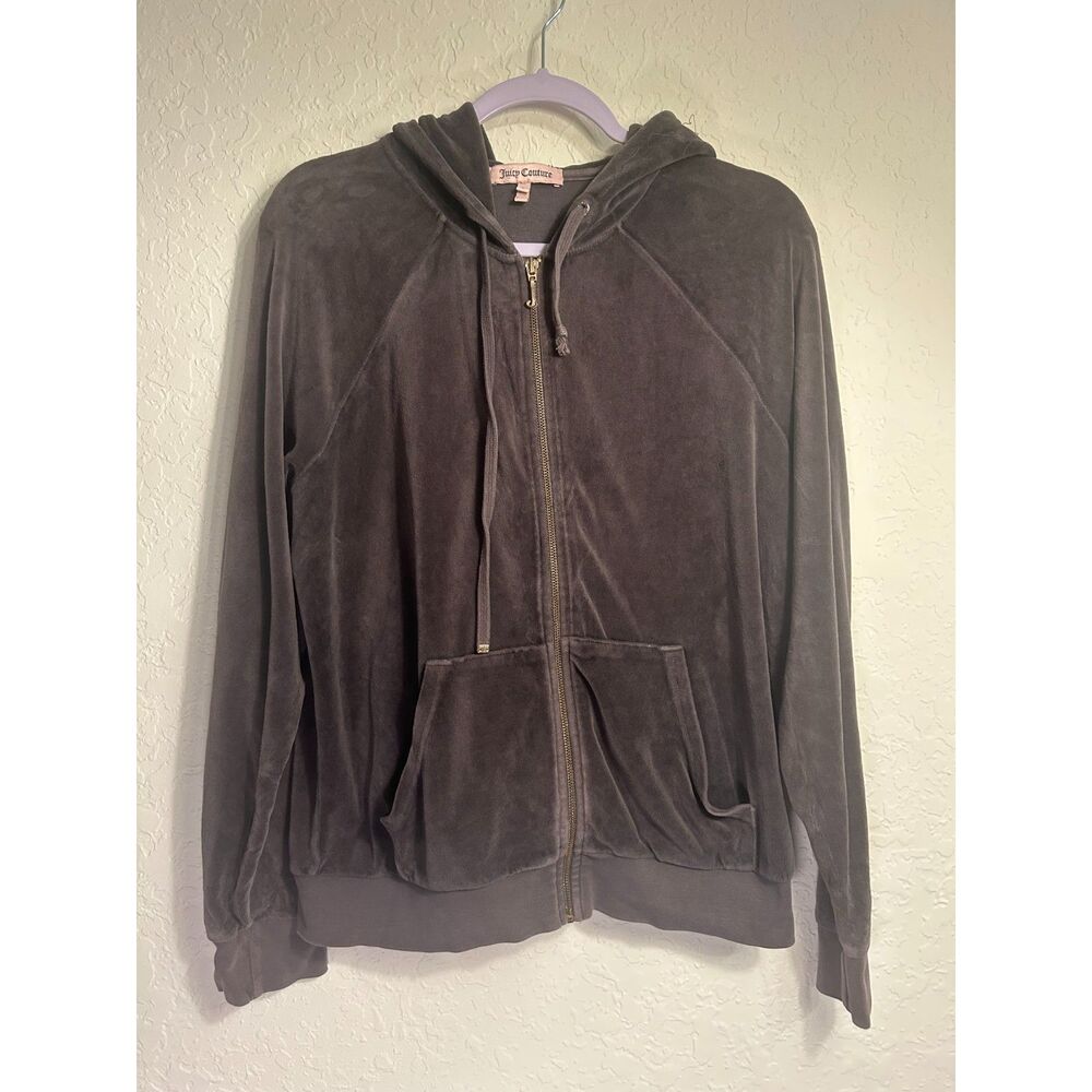 uicy Couture Velour Zip-Up Hoodie & Joggers Set Gray Size L